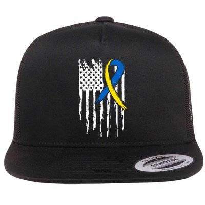 National Down Syndrome Awareness Month American Flag T21 Gift Flatbill Hat