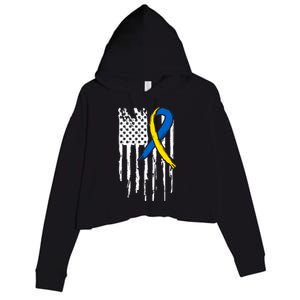 National Down Syndrome Awareness Month American Flag T21 Gift Crop Fleece Hoodie