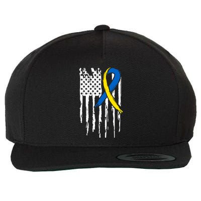 National Down Syndrome Awareness Month American Flag T21 Gift Wool Snapback Cap