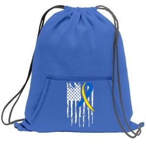 National Down Syndrome Awareness Month American Flag T21 Gift Sweatshirt Cinch Pack Bag