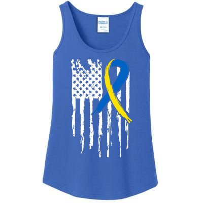 National Down Syndrome Awareness Month American Flag T21 Gift Ladies Essential Tank