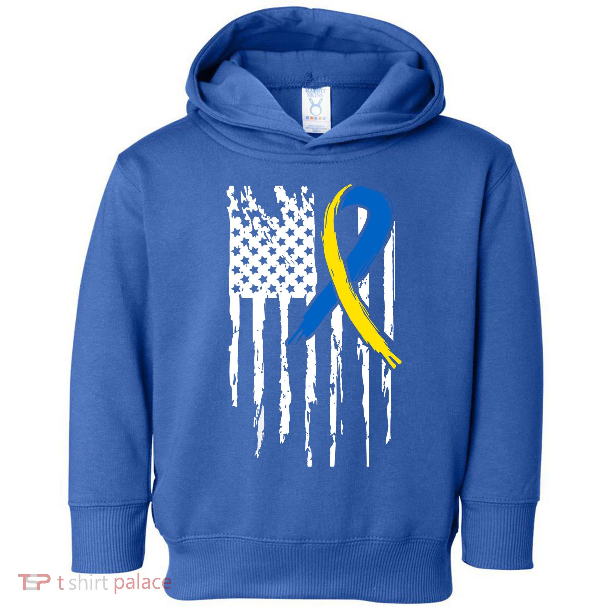 National Down Syndrome Awareness Month American Flag T21 Gift Toddler Hoodie