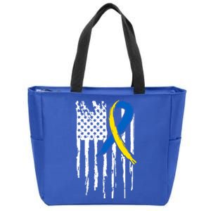 National Down Syndrome Awareness Month American Flag T21 Gift Zip Tote Bag