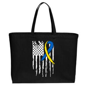 National Down Syndrome Awareness Month American Flag T21 Gift Cotton Canvas Jumbo Tote