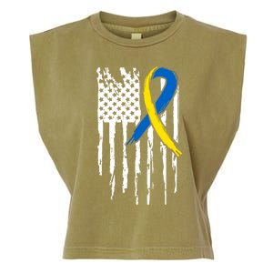 National Down Syndrome Awareness Month American Flag T21 Gift Garment-Dyed Women's Muscle Tee