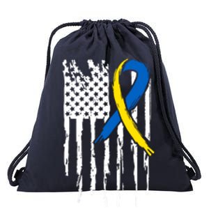 National Down Syndrome Awareness Month American Flag T21 Gift Drawstring Bag