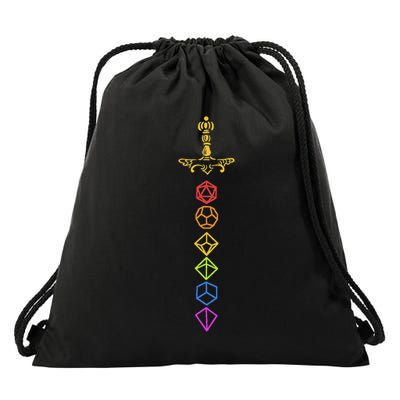 Nerdy Dice Set Collector Sword Lgbt Pride D20 Drawstring Bag
