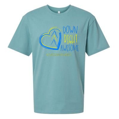 National Down Syndrome Awareness Month Down Right Awesome Sueded Cloud Jersey T-Shirt