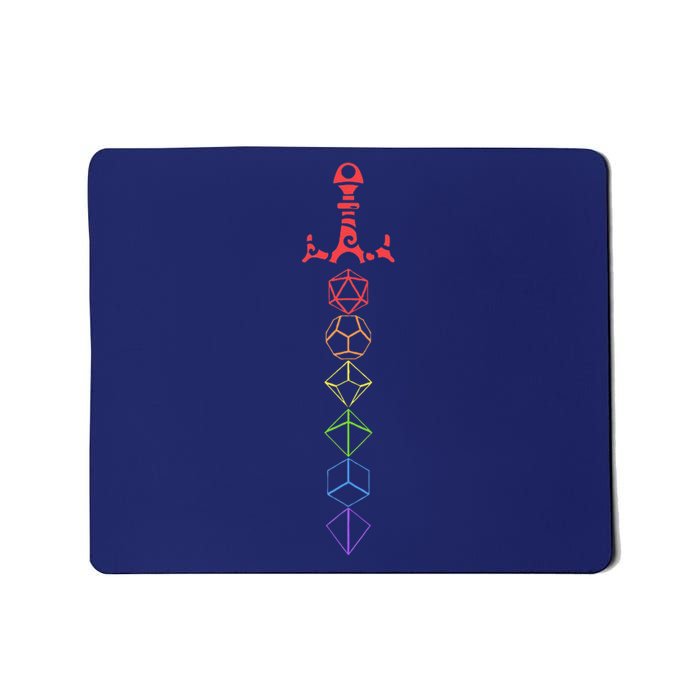 Nerdy Dice Set Collector Sword Lgbt Pride D20 Mousepad