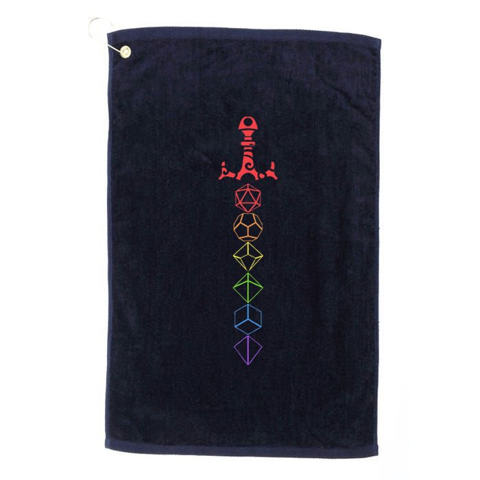 Nerdy Dice Set Collector Sword Lgbt Pride D20 Platinum Collection Golf Towel