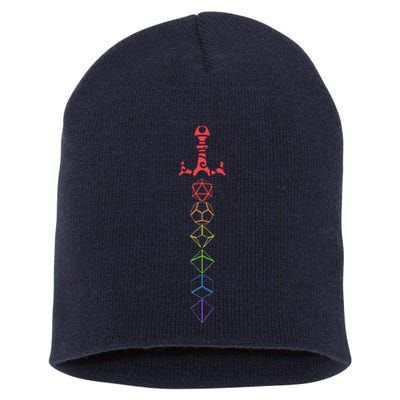 Nerdy Dice Set Collector Sword Lgbt Pride D20 Short Acrylic Beanie