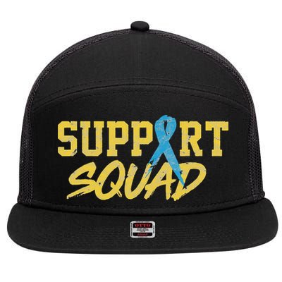 National Down Syndrome Awareness Month Support Squad T21 7 Panel Mesh Trucker Snapback Hat