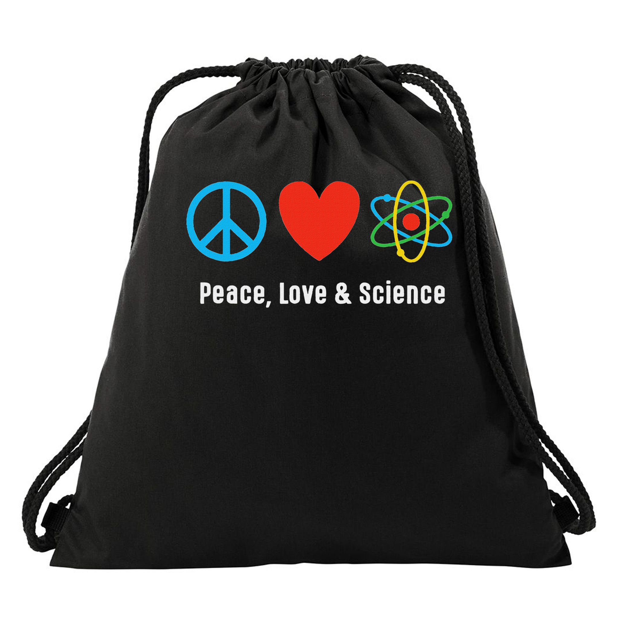 Neil Degrasse Tyson Peace, Love & Science Drawstring Bag