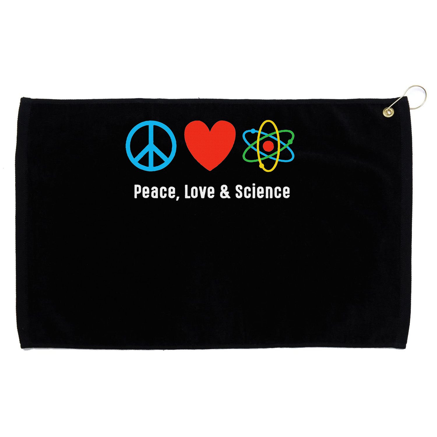 Neil Degrasse Tyson Peace, Love & Science Grommeted Golf Towel