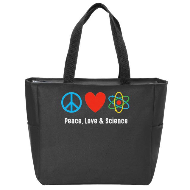 Neil Degrasse Tyson Peace, Love & Science Zip Tote Bag