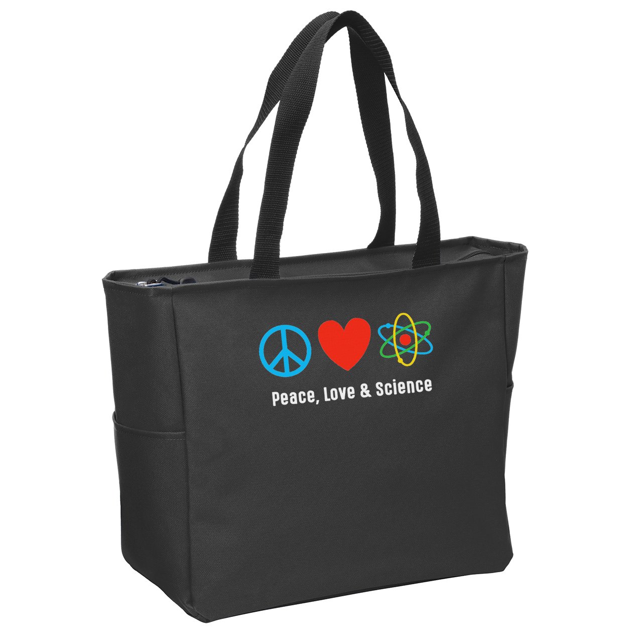 Neil Degrasse Tyson Peace, Love & Science Zip Tote Bag