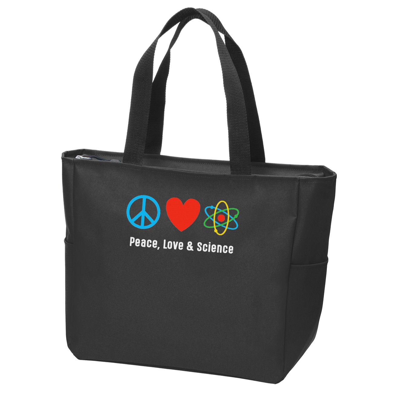 Neil Degrasse Tyson Peace, Love & Science Zip Tote Bag