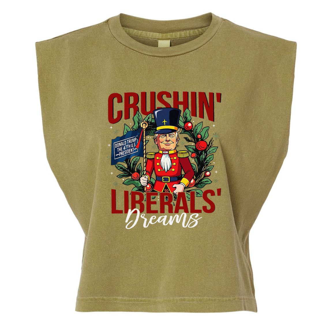 Nutcracker Donald Trump The 47th President Funny Humor Xmas Garment-Dyed Women's Muscle Tee