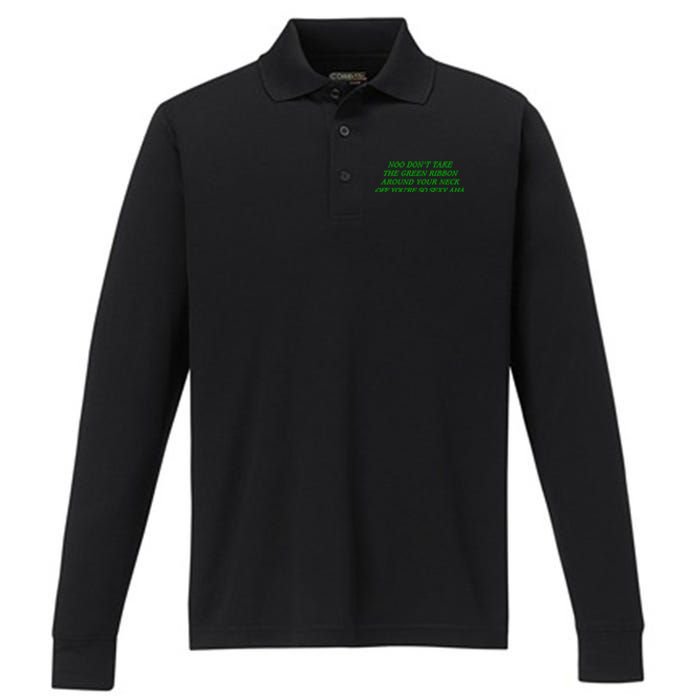 Noo Don’T Take The Green Ribbon Around Your Neck Off You’Re So Sexy Aha Performance Long Sleeve Polo