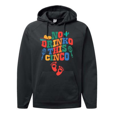 No Drink This Cinco De Mayo Funny Pregnancy Announcement Performance Fleece Hoodie