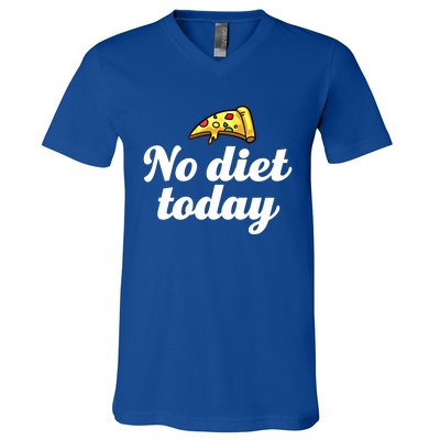 No Diet Today Funny Health And Fitness Pizza Lover Gift V-Neck T-Shirt