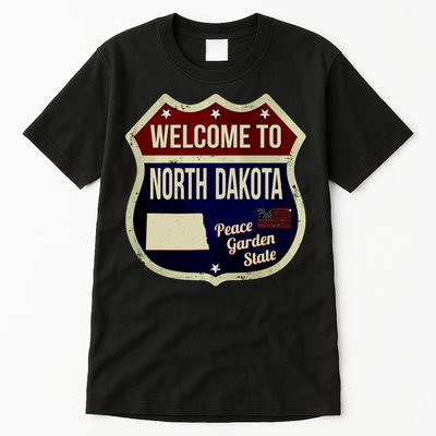 North Dakota Vintage Metal Road Sign Logo Tall T-Shirt