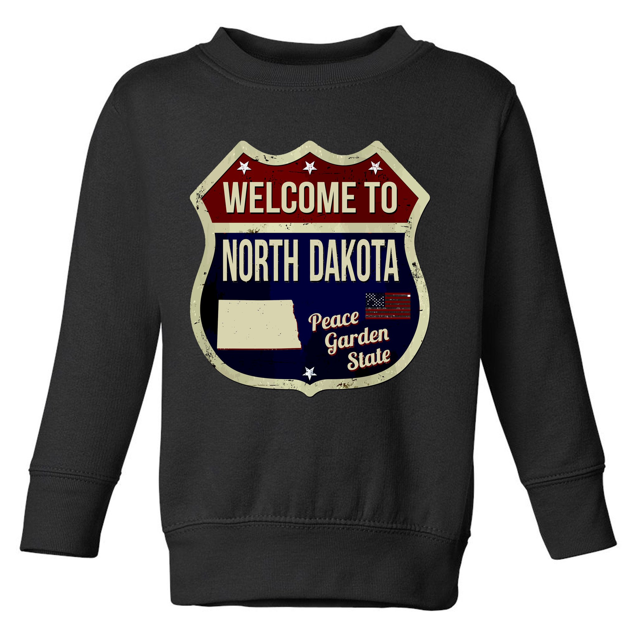 North Dakota Vintage Metal Road Sign Logo Toddler Sweatshirt