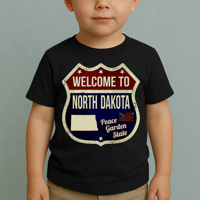 North Dakota Vintage Metal Road Sign Logo Toddler T-Shirt