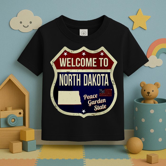 North Dakota Vintage Metal Road Sign Logo Toddler T-Shirt