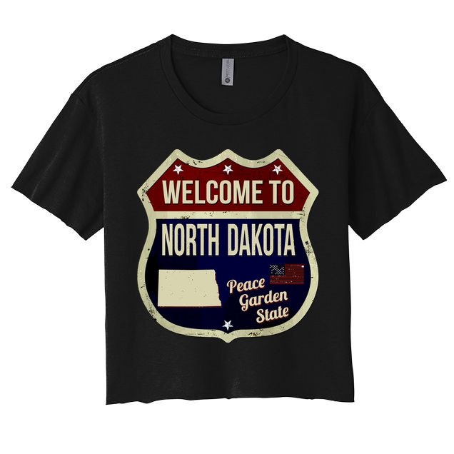 North Dakota Vintage Metal Road Sign Logo Crop Top
