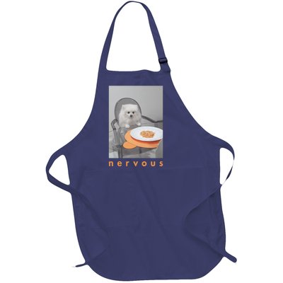 Nervous Dinner With White Dog Full-Length Apron With Pockets