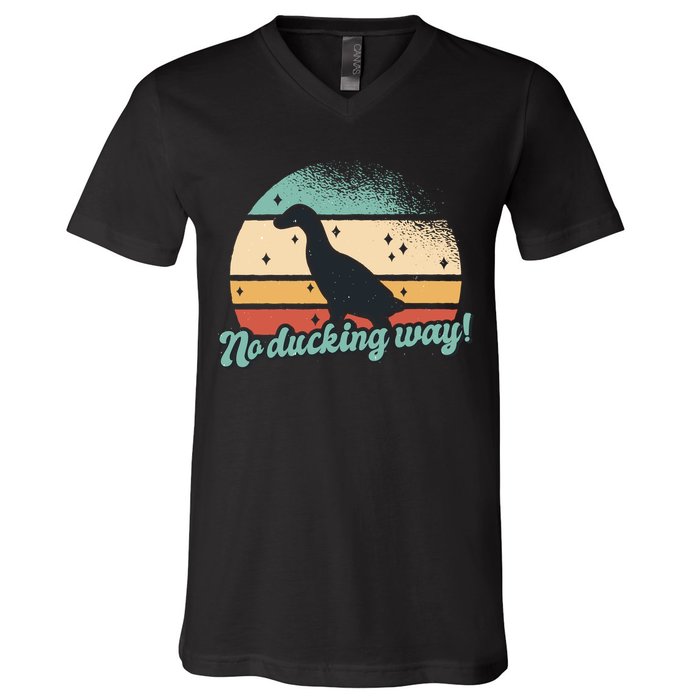 No Ducking Way Funny Duck V-Neck T-Shirt