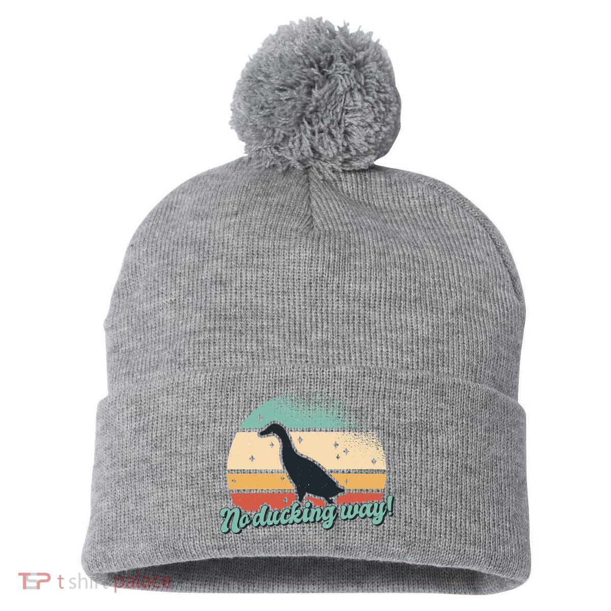 No Ducking Way Funny Duck Pom Pom 12in Knit Beanie