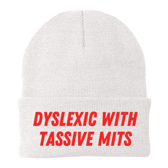 Nelliesprintstudio Dyslexic With Tassive Mits Knit Cap Winter Beanie