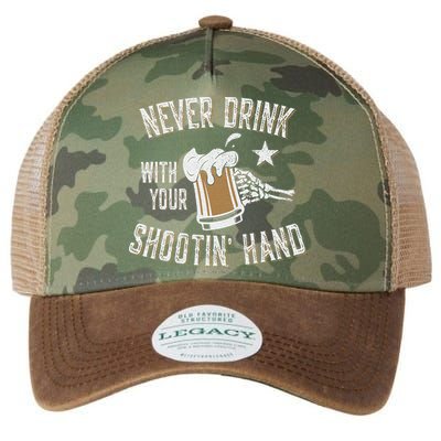 Never Drink with Your Shooting Hand Skeleton Funny Drinking Legacy Tie Dye Trucker Hat