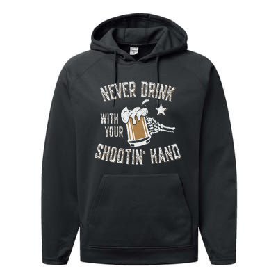 Never Drink with Your Shooting Hand Skeleton Funny Drinking Performance Fleece Hoodie