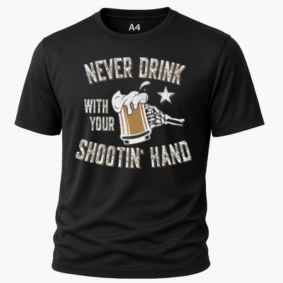 Never Drink with Your Shooting Hand Skeleton Funny Drinking Performance Shirt
