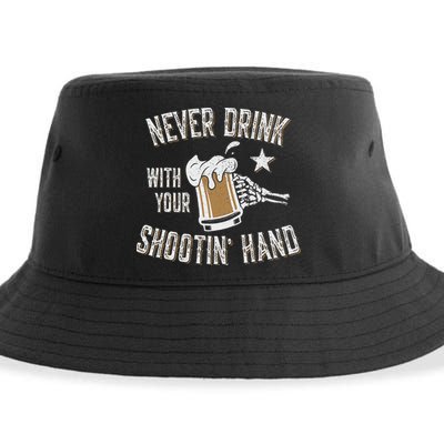 Never Drink with Your Shooting Hand Skeleton Funny Drinking Sustainable Bucket Hat