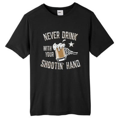 Never Drink with Your Shooting Hand Skeleton Funny Drinking Tall Fusion ChromaSoft Performance T-Shirt