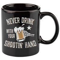 Never Drink with Your Shooting Hand Skeleton Funny Drinking 11oz C Handle Ceramic Mug