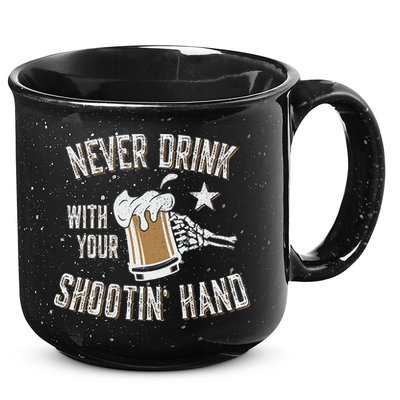 Never Drink with Your Shooting Hand Skeleton Funny Drinking 15oz Campfire Ceramic Mug