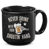 Never Drink with Your Shooting Hand Skeleton Funny Drinking 15oz Campfire Ceramic Mug
