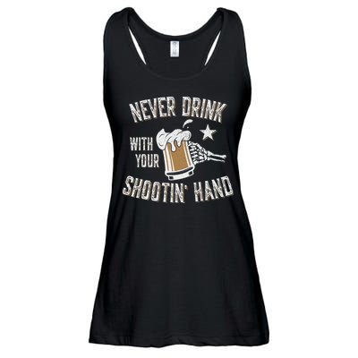 Never Drink with Your Shooting Hand Skeleton Funny Drinking Ladies Essential Flowy Tank