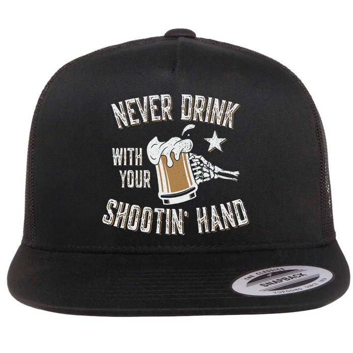 Never Drink with Your Shooting Hand Skeleton Funny Drinking Flatbill Hat