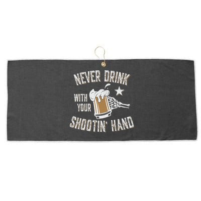 Never Drink with Your Shooting Hand Skeleton Funny Drinking Large Microfiber Waffle Golf Towel