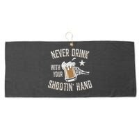 Never Drink with Your Shooting Hand Skeleton Funny Drinking Large Microfiber Waffle Golf Towel