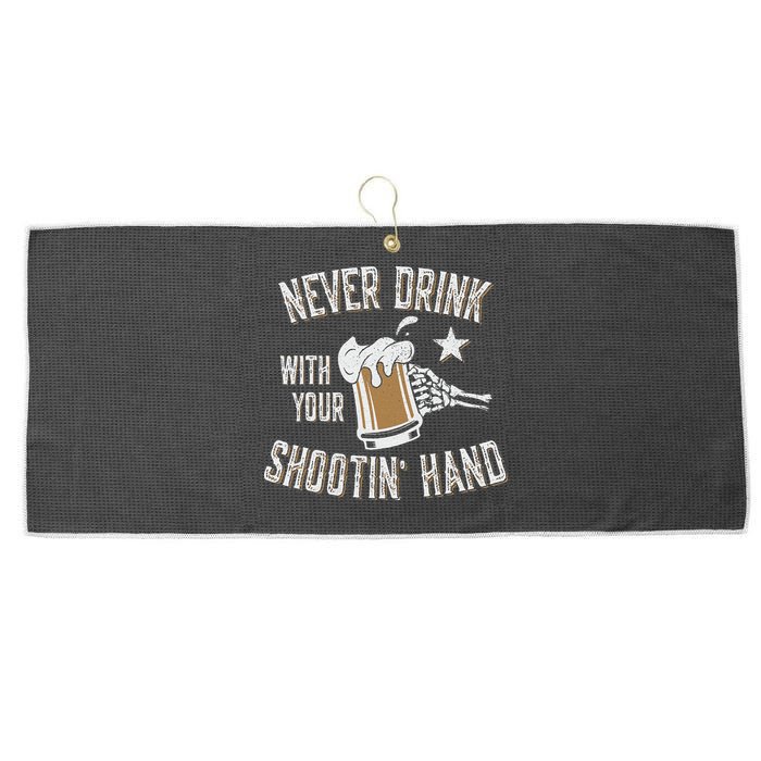 Never Drink with Your Shooting Hand Skeleton Funny Drinking Large Microfiber Waffle Golf Towel
