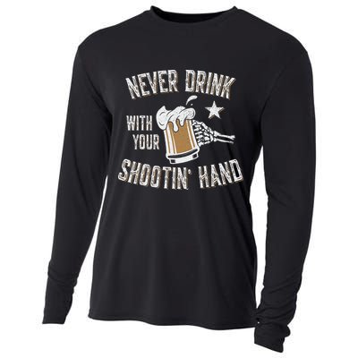 Never Drink with Your Shooting Hand Skeleton Funny Drinking Cooling Performance Long Sleeve Crew