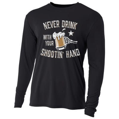 Never Drink with Your Shooting Hand Skeleton Funny Drinking Cooling Performance Long Sleeve Crew