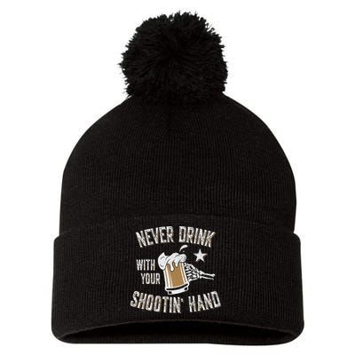 Never Drink with Your Shooting Hand Skeleton Funny Drinking Pom Pom 12in Knit Beanie